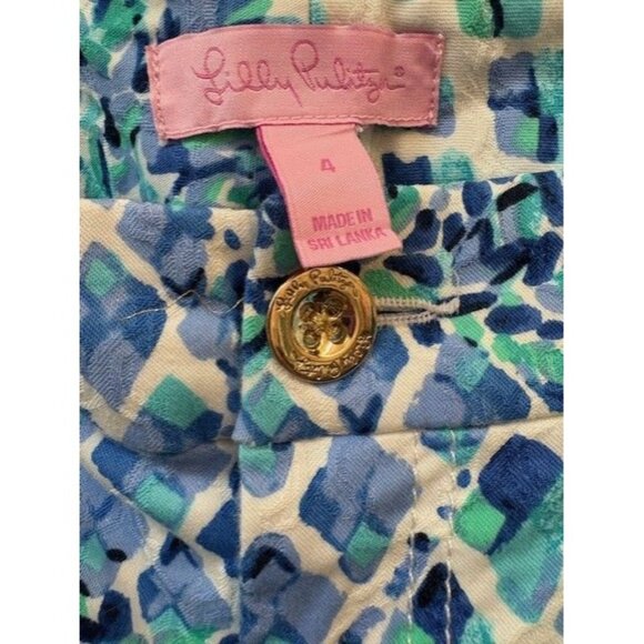 Lilly Pulitzer Womens Blue & White Geometric Print Skinny Pants Size 4 - Picture 3 of 3
